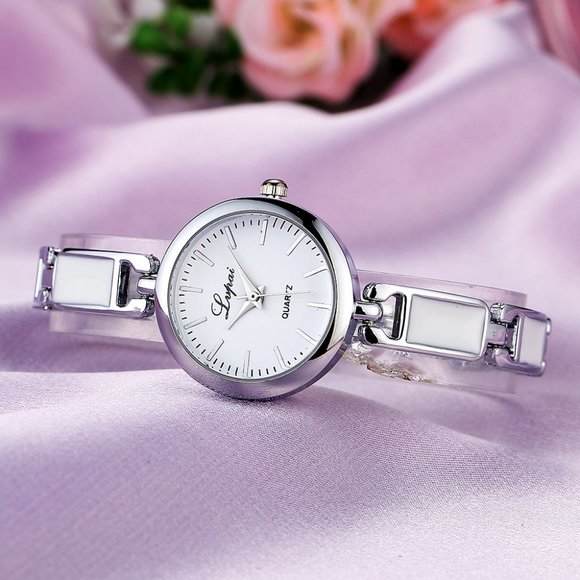 Accessories - White Enamel Silver  Watch